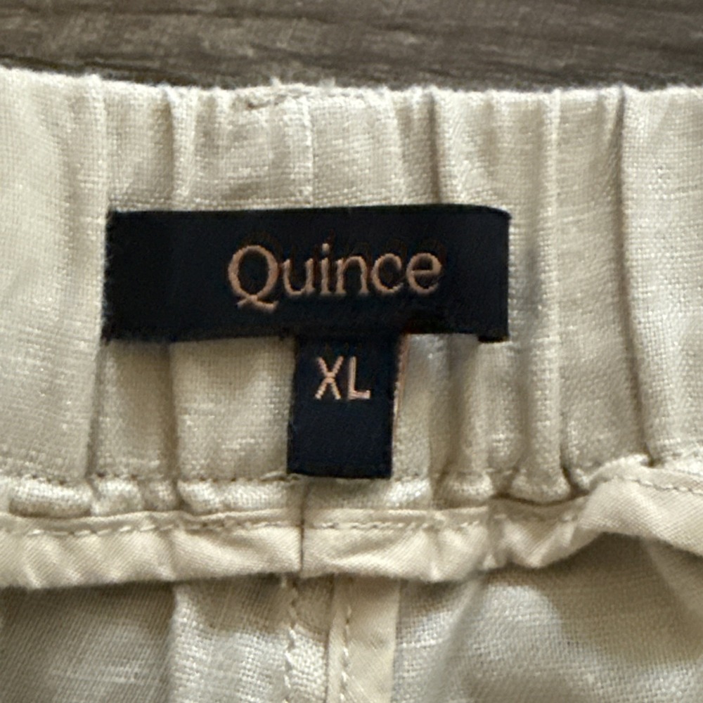 Quince Pants 100% European Linen Women XL Elastic Waist Pull On Driftwood Beige - Picture 3 of 10
